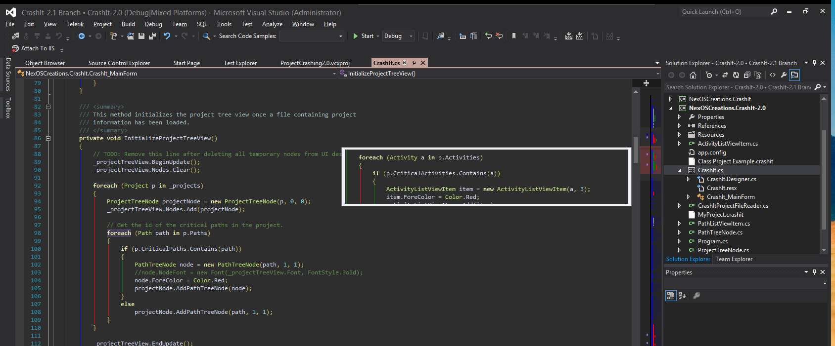 A partial full screen view of AllMargins 2012 running in Visual Studio 2012 with the Dark theme.
